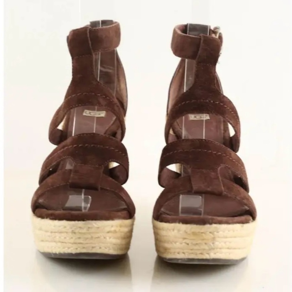 UGG Dark Brown Wedge Sandals - Picture 2 of 7